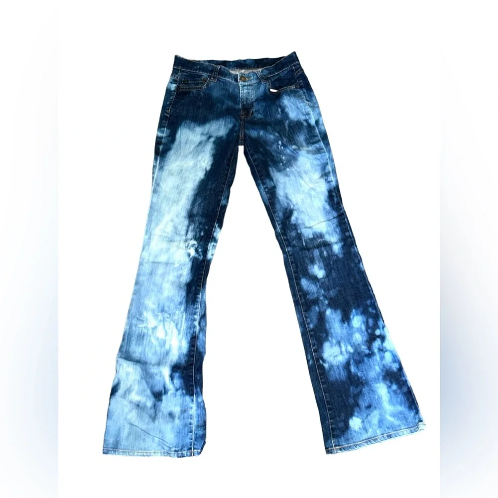 Garnet Hill 5 pocket bootcut bleach tie dye 26 28 jeans - Picture 1 of 8